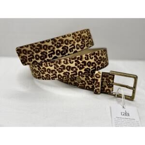 Cabi 100% Leather Cheetah Leopard Print Faux Fur Size Large Removable Buckle NEW